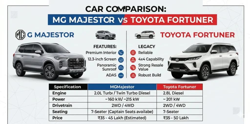 mg majestor vs fortuner